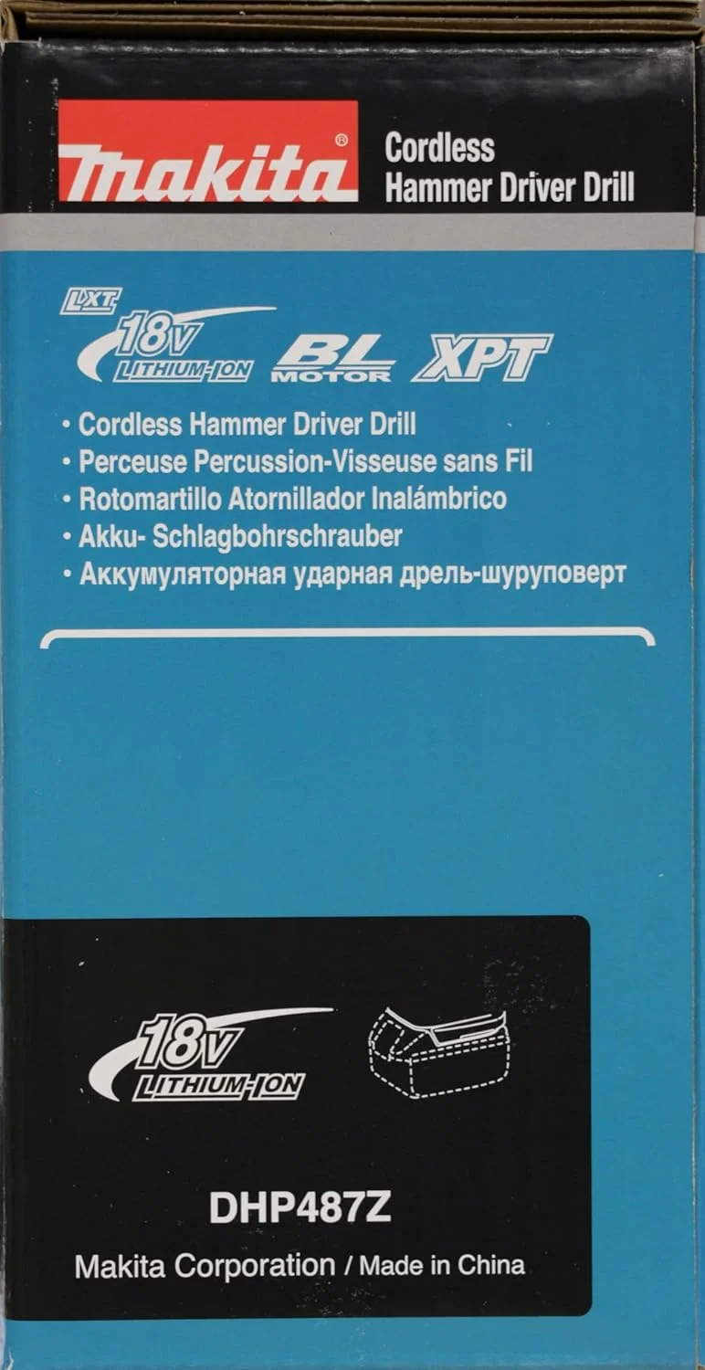 دریل چکشی شارژی براشلس 18 ولت Makita مدل Dhp487Z (باتری و شارژر شامل نمی شود)