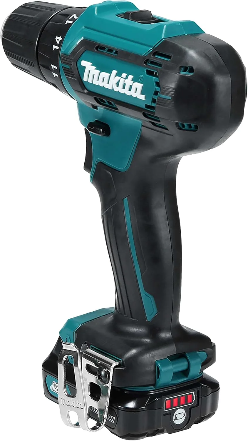 دریل شارژی ماکیتا DF333DSAE 12 ولت حداکثر / 2.0 آمپر ساعت، 2 باتری + شارژر در جعبه حمل، مشکی، آبی دریل شارژی ماکیتا DF333DSAE 12 ولت حداکثر / 2.0 آمپر ساعت، 2 باتری + شارژر در جعبه حمل، مشکی، آبی