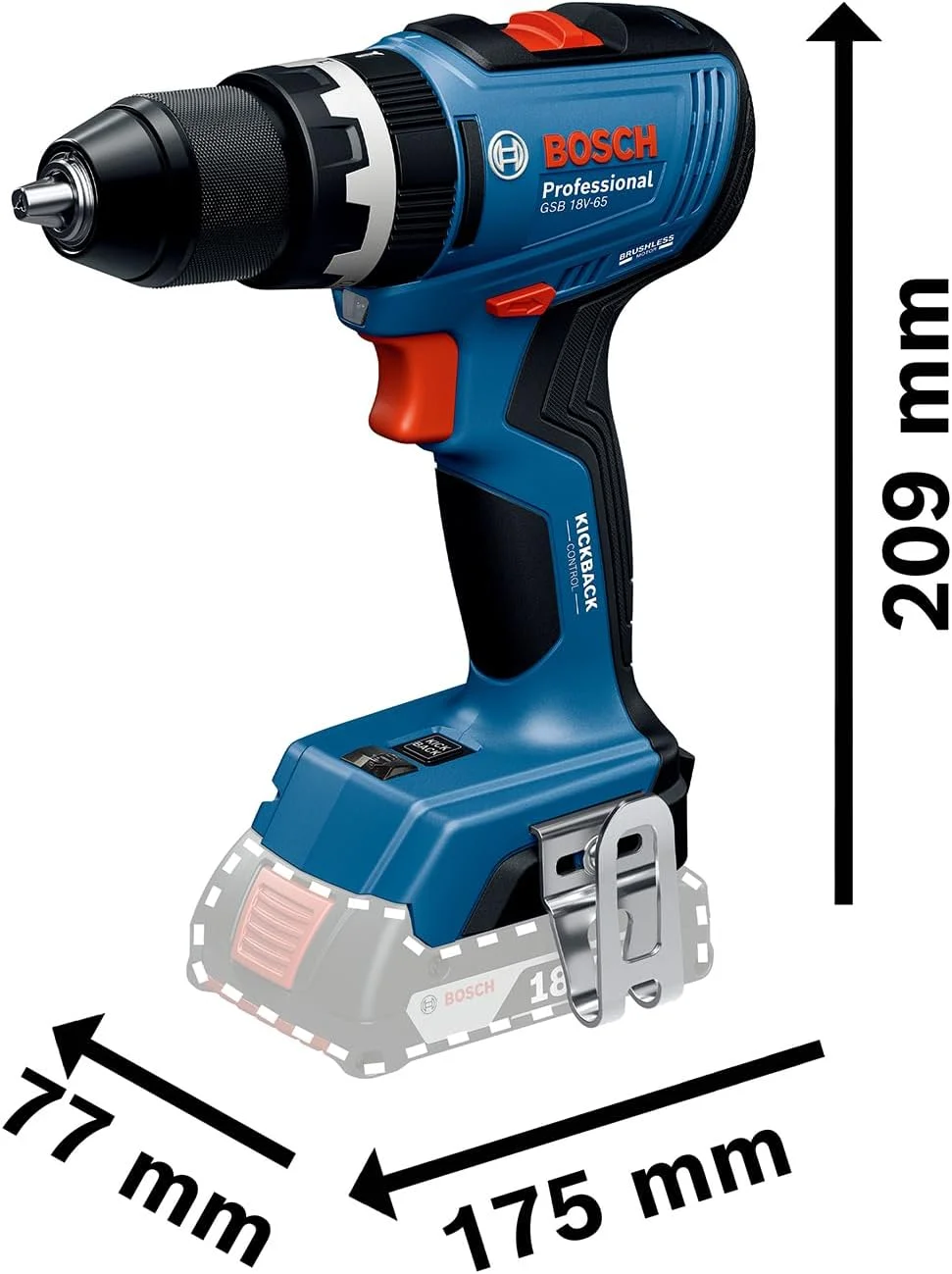 دریل پیچ گوشتی شارژی بوش Professional 18V System مدل GSB 18V-65 (موتور بدون جاروبک، طول سر 175) دریل پیچ گوشتی شارژی بوش Professional 18V System مدل GSB 18V-65 (موتور بدون جاروبک، طول سر 175)