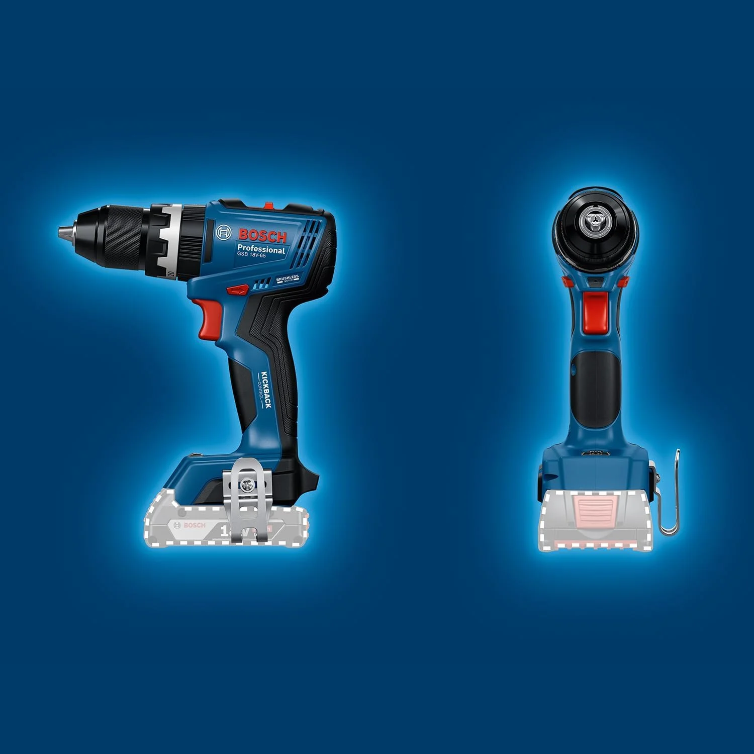 دریل پیچ گوشتی شارژی بوش Professional 18V System مدل GSB 18V-65 (موتور بدون جاروبک، طول سر 175) دریل پیچ گوشتی شارژی بوش Professional 18V System مدل GSB 18V-65 (موتور بدون جاروبک، طول سر 175)