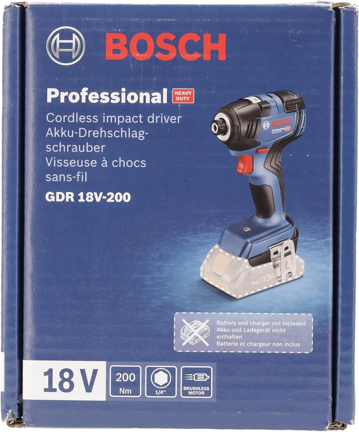 دریل پیچ گوشتی ضربه ای شارژی بوش پروفشنال مدل GDR 18V-200، آبی دریل پیچ گوشتی ضربه ای شارژی بوش پروفشنال مدل GDR 18V-200، آبی