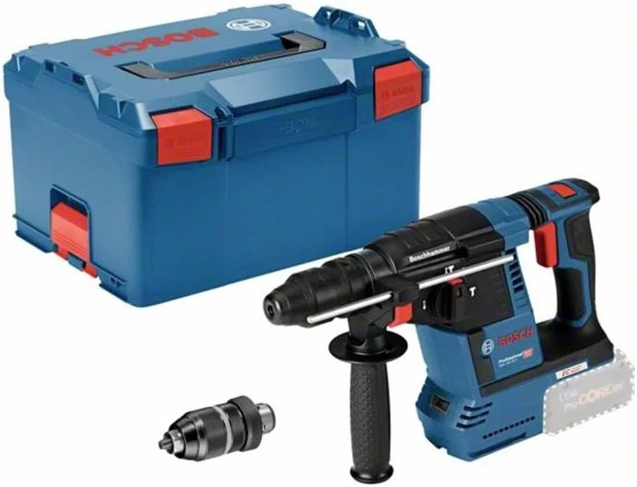 چکش تخریب شارژی بوش پروفشنال 18 ولت مدل GBH 18V-26 F (انرژی ضربه 2.6 ژول، شامل سه نظام تعویض سریع 13 میلی متر، دسته کمکی، در L-BOXX)