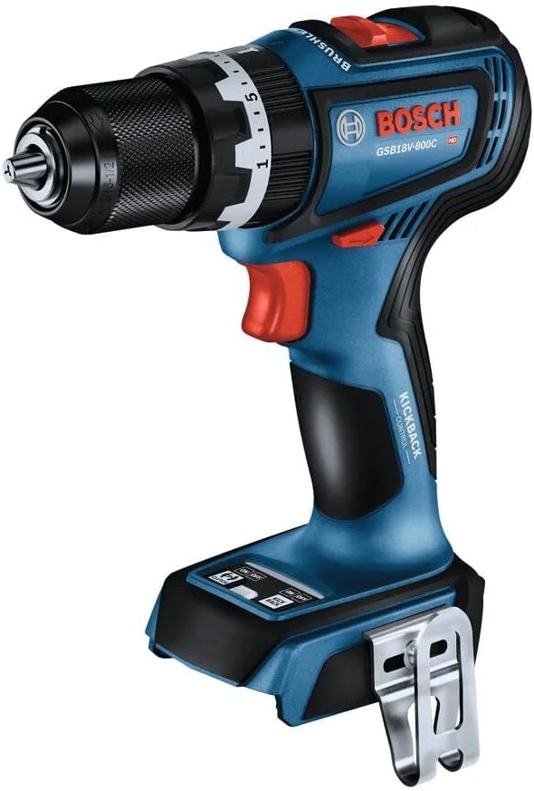 دریل/پیچ گوشتی چکشی براشلس 1/2 اینچی بوش مدل GSB18V-800CN (فقط ابزار)