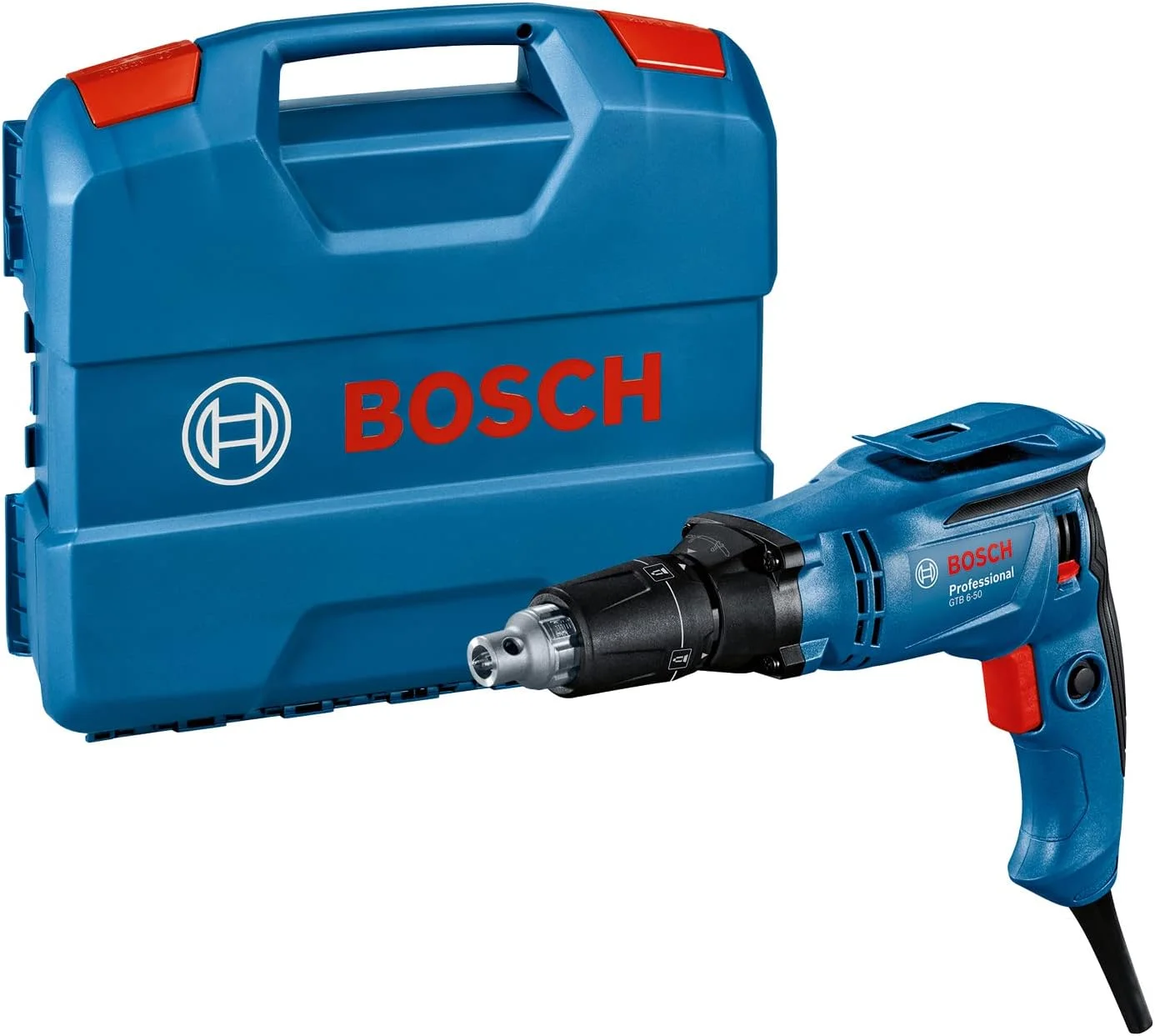 پیچ گوشتی بوش پروفشنال GTB 6-50 مخصوص دیوار خشک، 0-5000 دور در دقیقه، 650 وات، حداکثر پیچ 6 میلی متر، استاپر جمع شونده در جعبه