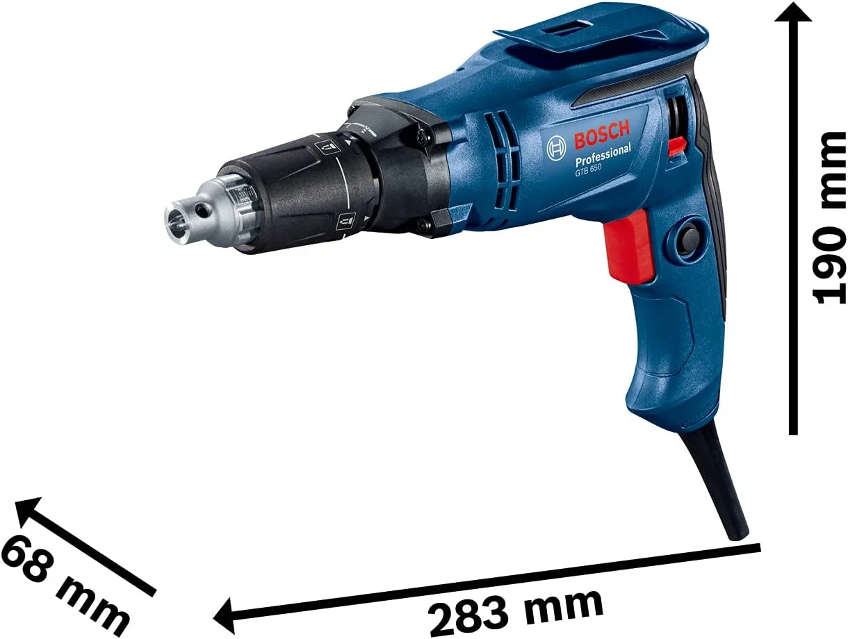 پیچ گوشتی بوش پروفشنال GTB 6-50 مخصوص دیوار خشک، 0-5000 دور در دقیقه، 650 وات، حداکثر پیچ 6 میلی متر، استاپر جمع شونده در جعبه پیچ گوشتی بوش پروفشنال GTB 6-50 مخصوص دیوار خشک، 0-5000 دور در دقیقه، 650 وات، حداکثر پیچ 6 میلی متر، استاپر جمع شونده در جعبه