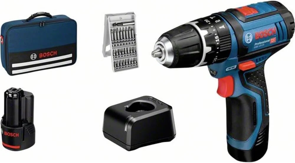 دریل چکشی شارژی بوش پروفشنال GSB 12V-15 به همراه باتری قابل شارژ دوم