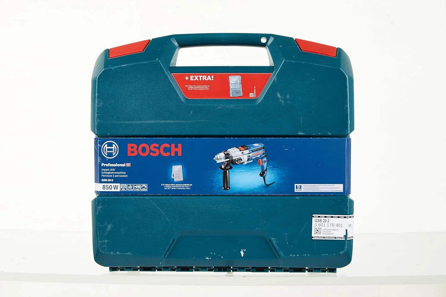 دریل چکشی حرفه ای بوش GSB 20-2 (850 وات، سرعت در حالت آزاد 3000 دور در دقیقه، با مجموعه لوازم جانبی، در L-Case)