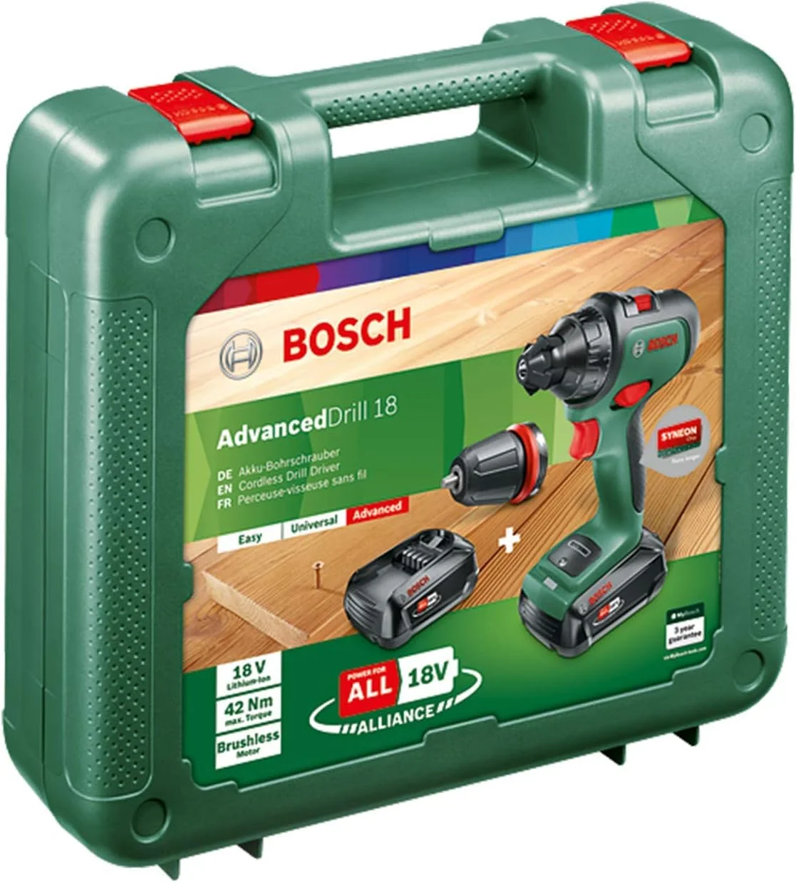 دریل پیشرفته 18 بوش، 1350 دور در دقیقه، بدون آچار، 1 کیلوگرم، مشکی، سبز