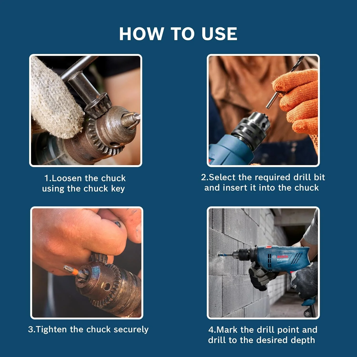 دریل چکشی برقی باس مدل GSB 600 | موتور 600 وات | سرعت تا 3000 دور در دقیقه | گشتاور نامی 1.4 نیوتن متر | نرخ ضربه تا 48000 ضربه در دقیقه | عایق دوبل