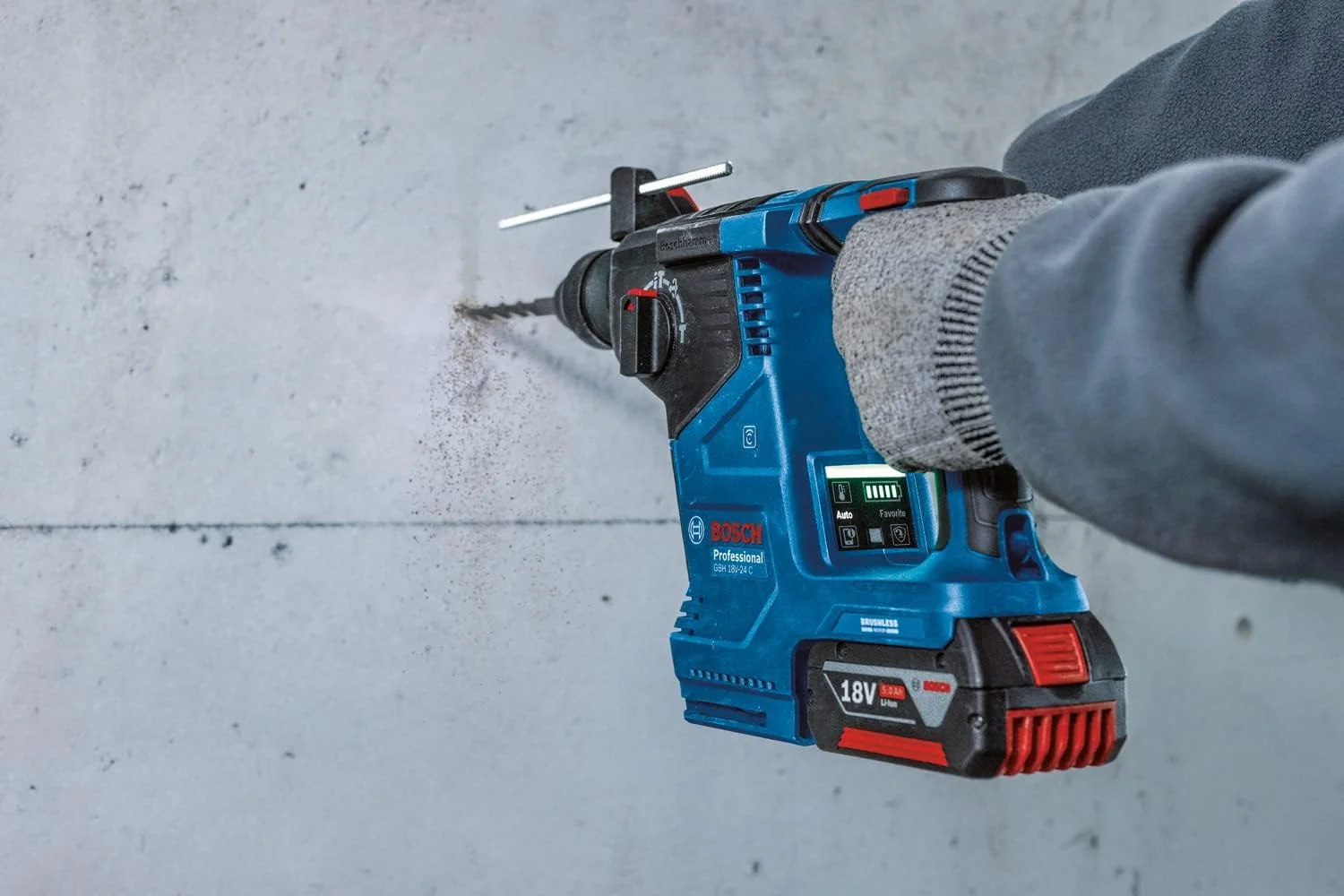 چکش تخریب شارژی بوش Professional 18V System GBH 18V-24 C (با SDS Plus، بدون باتری و شارژر، دسته کمکی)
