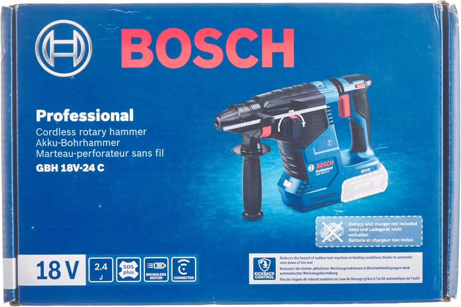 چکش تخریب شارژی بوش Professional 18V System GBH 18V-24 C (با SDS Plus، بدون باتری و شارژر، دسته کمکی)