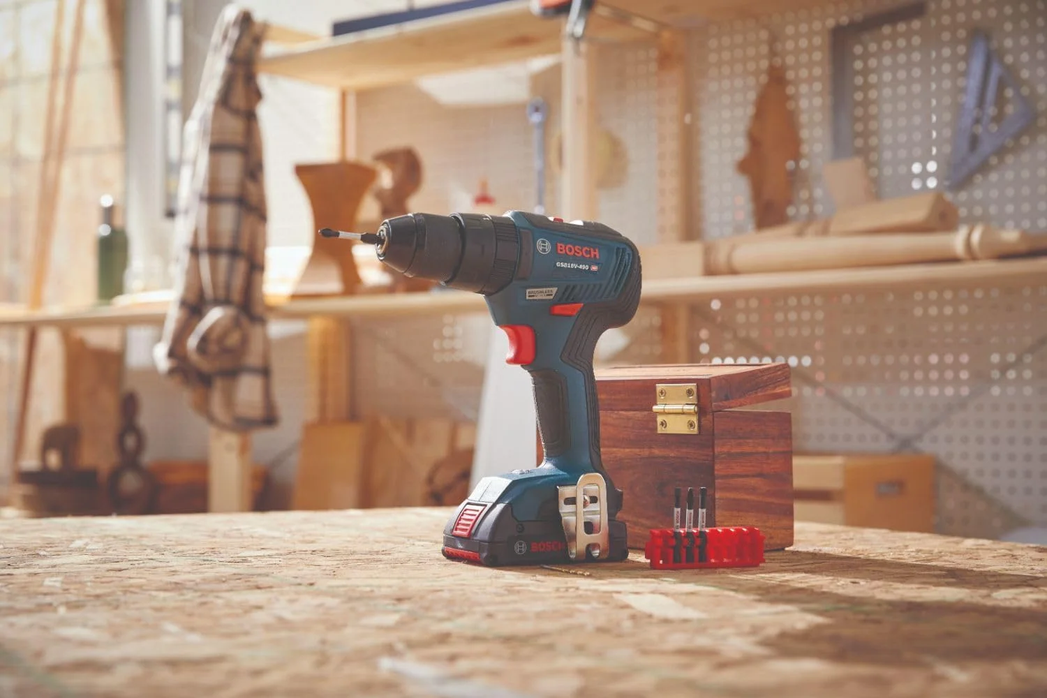 دریل/پیچ گوشتی چکشی براشلس 18 ولت بوش مدل GSB18V-490N با موتور EC و درایو 1/2 اینچ (فقط بدنه)