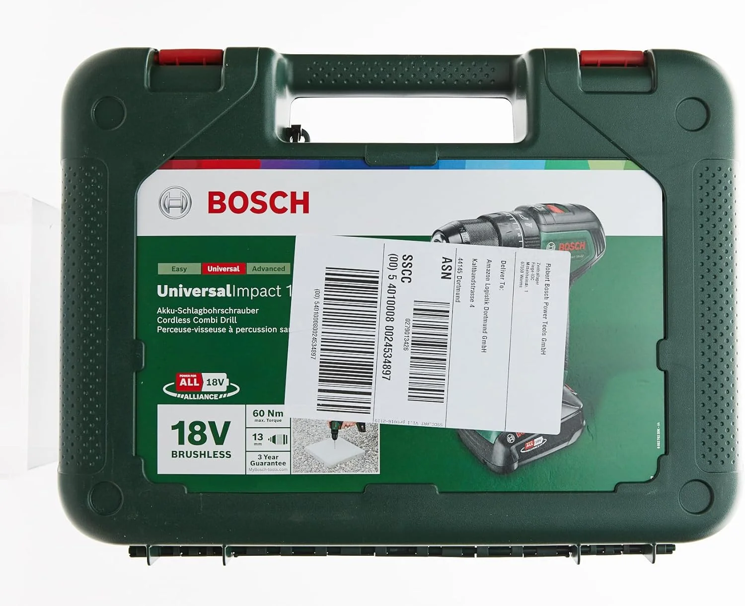 دریل پیچ گوشتی شارژی بوش مدل UniversalImpact 18V-60 06039D7101، 18 ولت 2.0 آمپر ساعت لیتیوم یون به همراه باتری