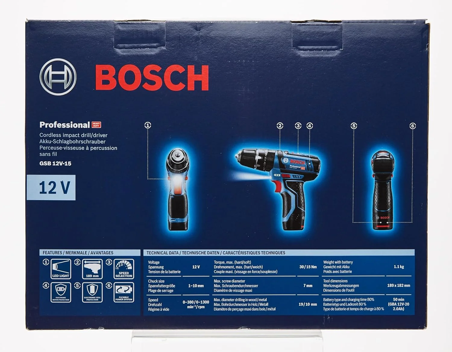 دریل پیچ گوشتی چکشی شارژی بوش پروفشنال 12V مدل GSB 12V-15 (شامل 2 عدد باتری 2.0 آمپر ساعت، شارژر GAL 12V-20، مجموعه 39 عددی لوازم جانبی، در کیف) - نسخه آمازون