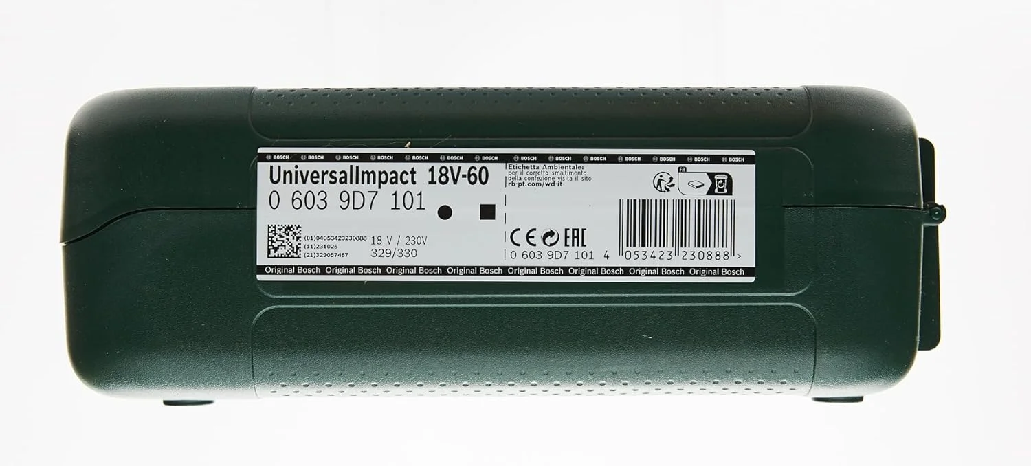 دریل پیچ گوشتی شارژی بوش مدل UniversalImpact 18V-60 06039D7101، 18 ولت 2.0 آمپر ساعت لیتیوم یون به همراه باتری