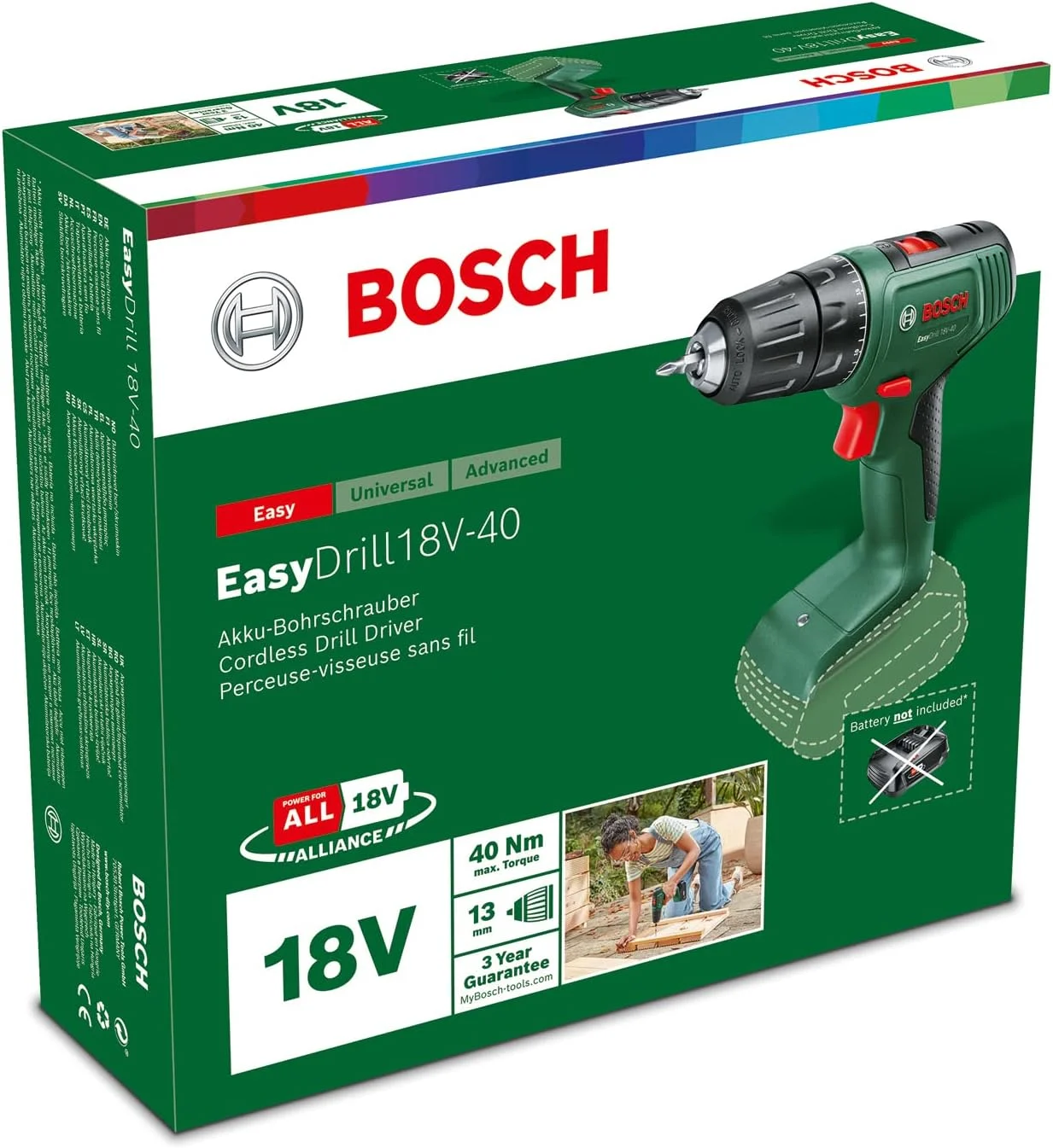 دریل پیچ گوشتی شارژی بوش مدل EasyDrill 18V-40 (بدون باتری، سیستم 18 ولت، در بسته بندی کارتنی) دریل پیچ گوشتی شارژی بوش مدل EasyDrill 18V-40 (بدون باتری، سیستم 18 ولت، در بسته بندی کارتنی)