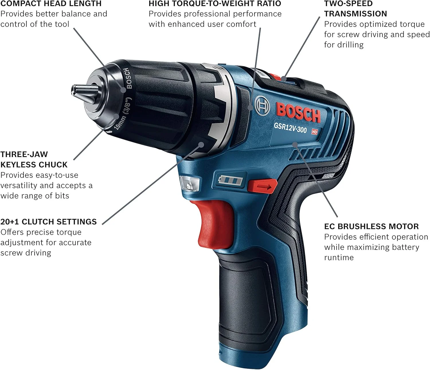 دریل/پیچ گوشتی بوش GSR12V-300N 12V Max EC Brushless با درایو 3/8 اینچ (فقط ابزار) دریل/پیچ گوشتی بوش GSR12V-300N 12V Max EC Brushless با درایو 3/8 اینچ (فقط ابزار)