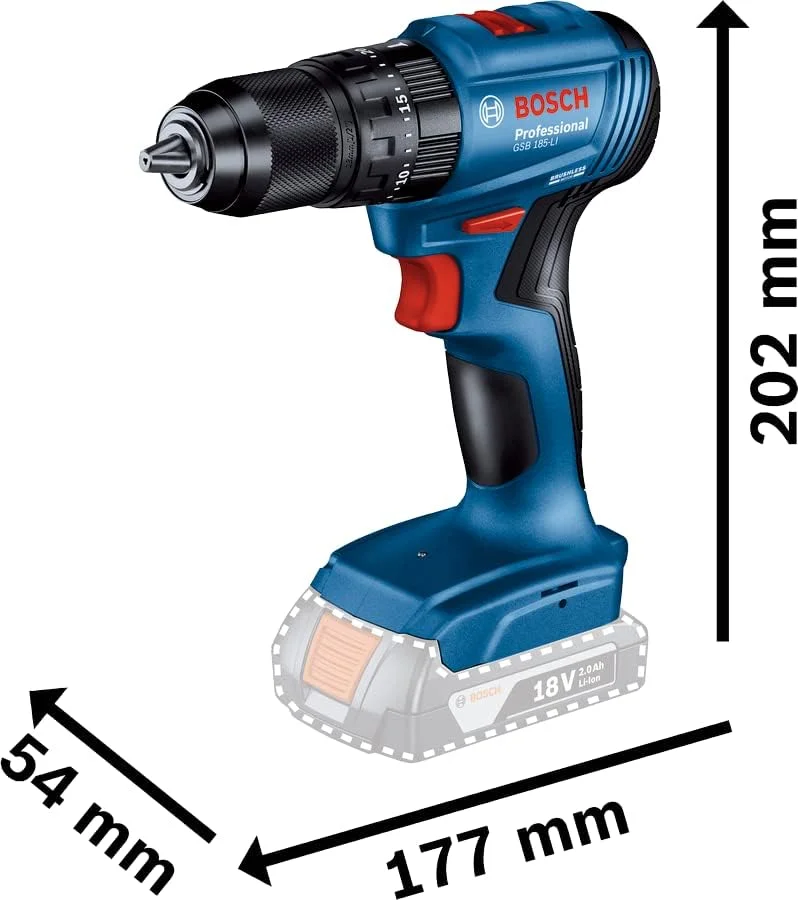 Bosch GSB 185-LI PROFESSIONAL CORDLESS COMBI; BATTERY AND CHARGER NOT INCLUDED