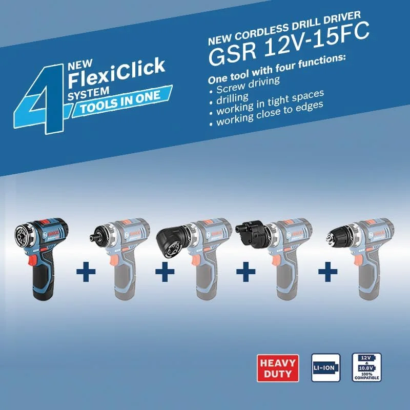 دریل پیچ گوشتی شارژی بوش Professional GSR 12 V-15 FC به همراه 2 عدد باتری لیتیوم-یون 12 ولت 2.0 آمپر ساعت، L-Boxx، آبی دریل پیچ گوشتی شارژی بوش Professional GSR 12 V-15 FC به همراه 2 عدد باتری لیتیوم-یون 12 ولت 2.0 آمپر ساعت، L-Boxx، آبی