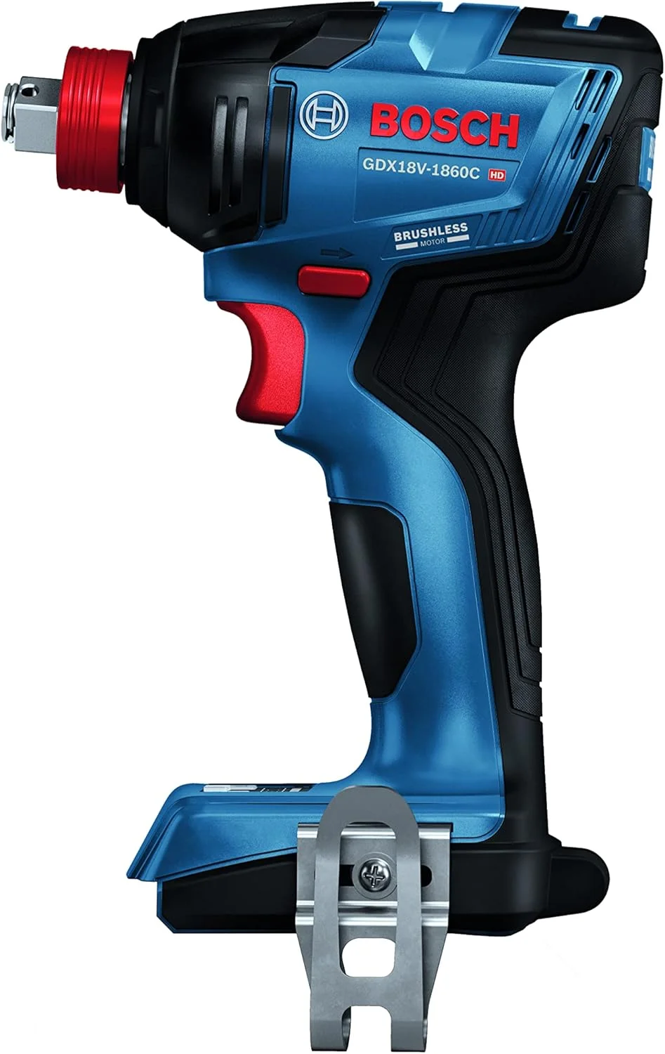دریل پیچ گوشتی ضربه ای بوش مدل GDX18V-1860CN، 18 ولت، فریک دو کاره، درایو 1/4 اینچ و 1/2 اینچ (فقط بدنه)