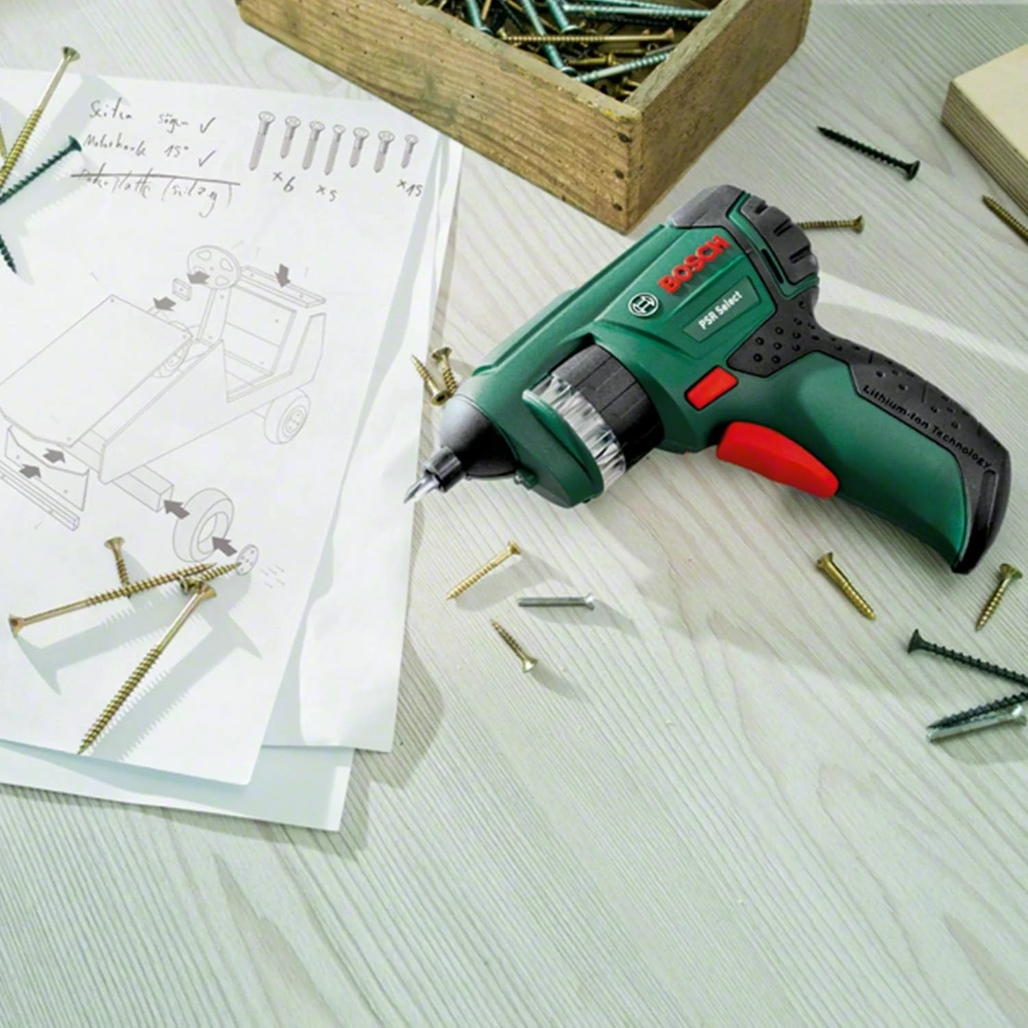 پیچ گوشتی شارژی 3.6 ولت لیتیوم-یون بوش مدل Psr Select با باتری لیتیوم-یون 3.6 ولت یکپارچه