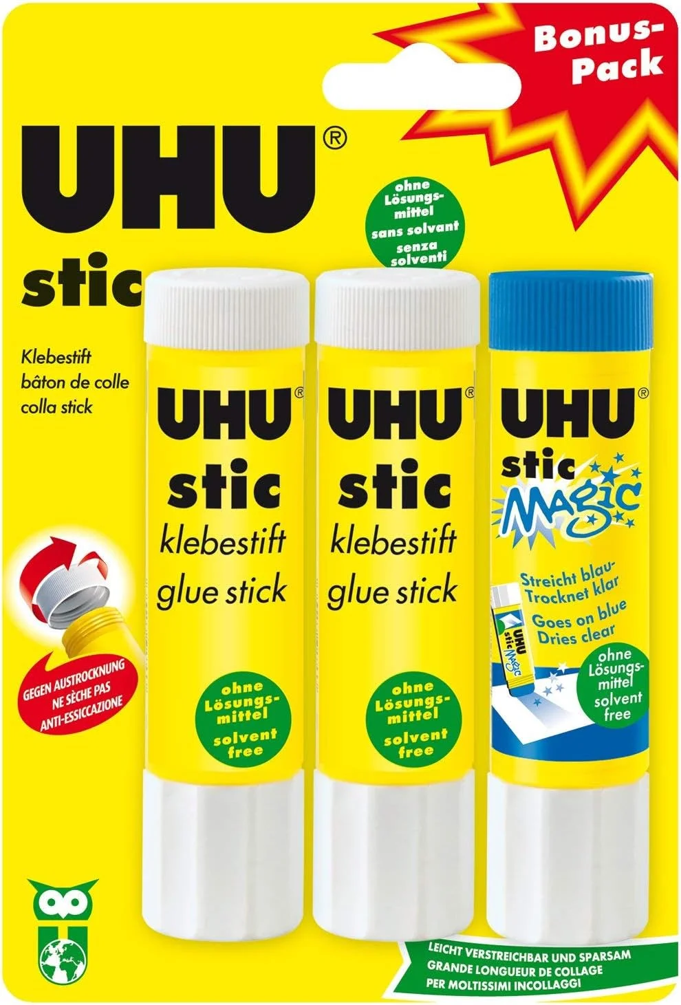 چسب ماتیکی اوهو 45290 - بسته 3 عددی، 2 عدد چسب معمولی و 1 عدد چسب جادویی، 21 گرمی