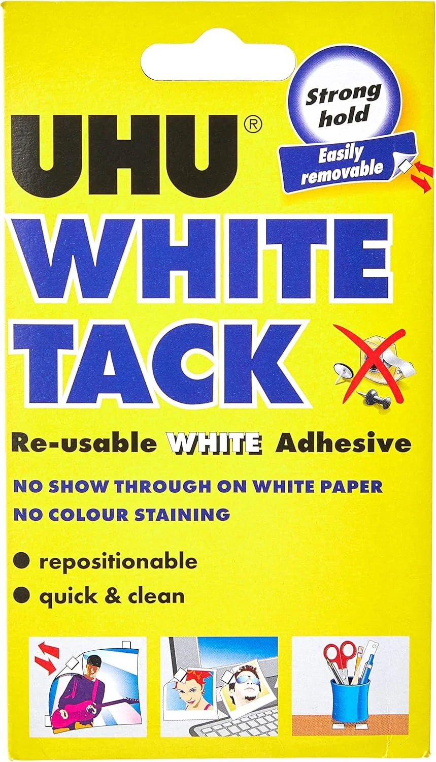چسب خمیری سفید UHU 42196، بسته کاربردی بدون لک، مرجع 2633 [بسته 12 عددی]