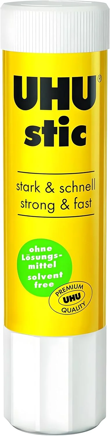 چسب ماتیکی 21 گرمی UHU + چسب نواری شفاف لوازم التحریر UHU Rollafix 25 متری در 19 میلی متر (بسته 3 عددی)