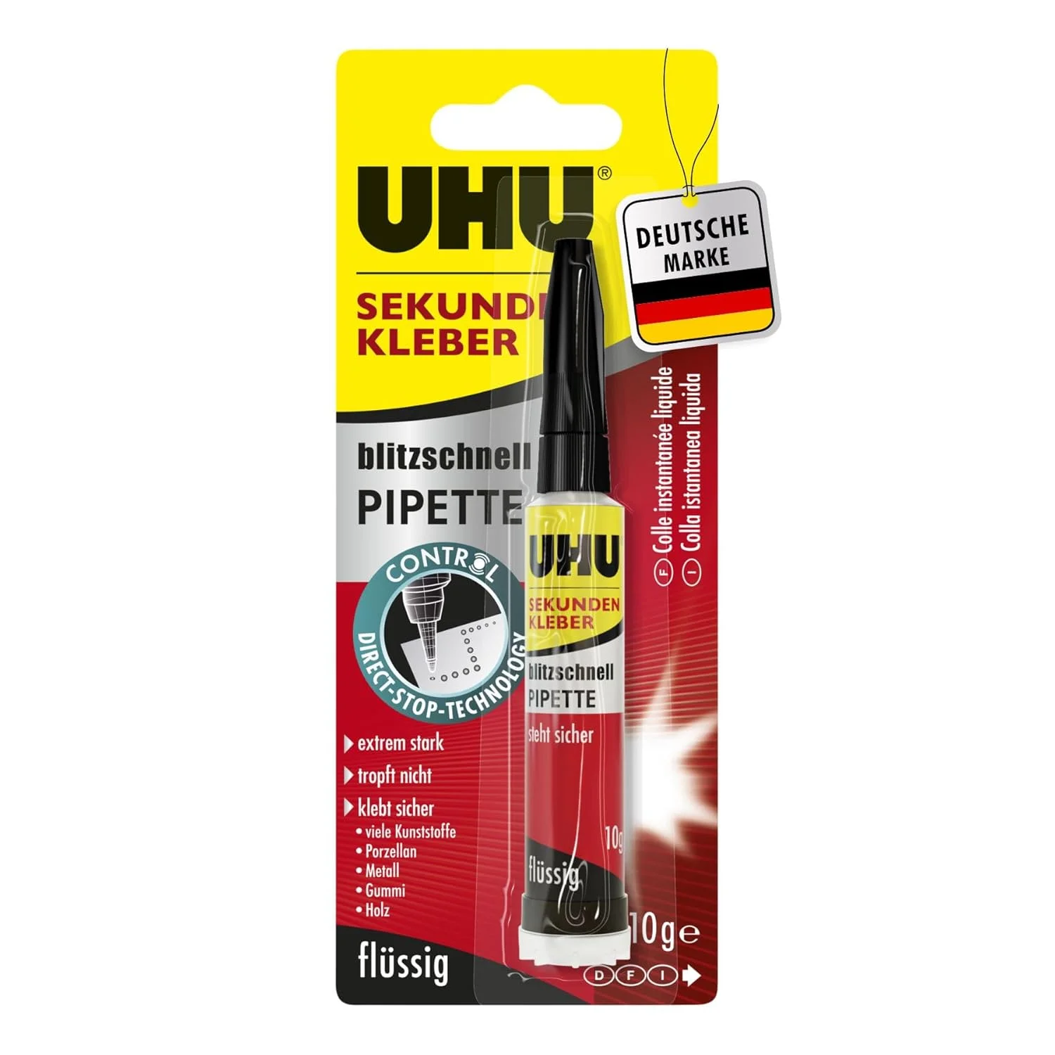 چسب قطره ای سریع UHU 48795 – با قطره چکان، 10 گرم