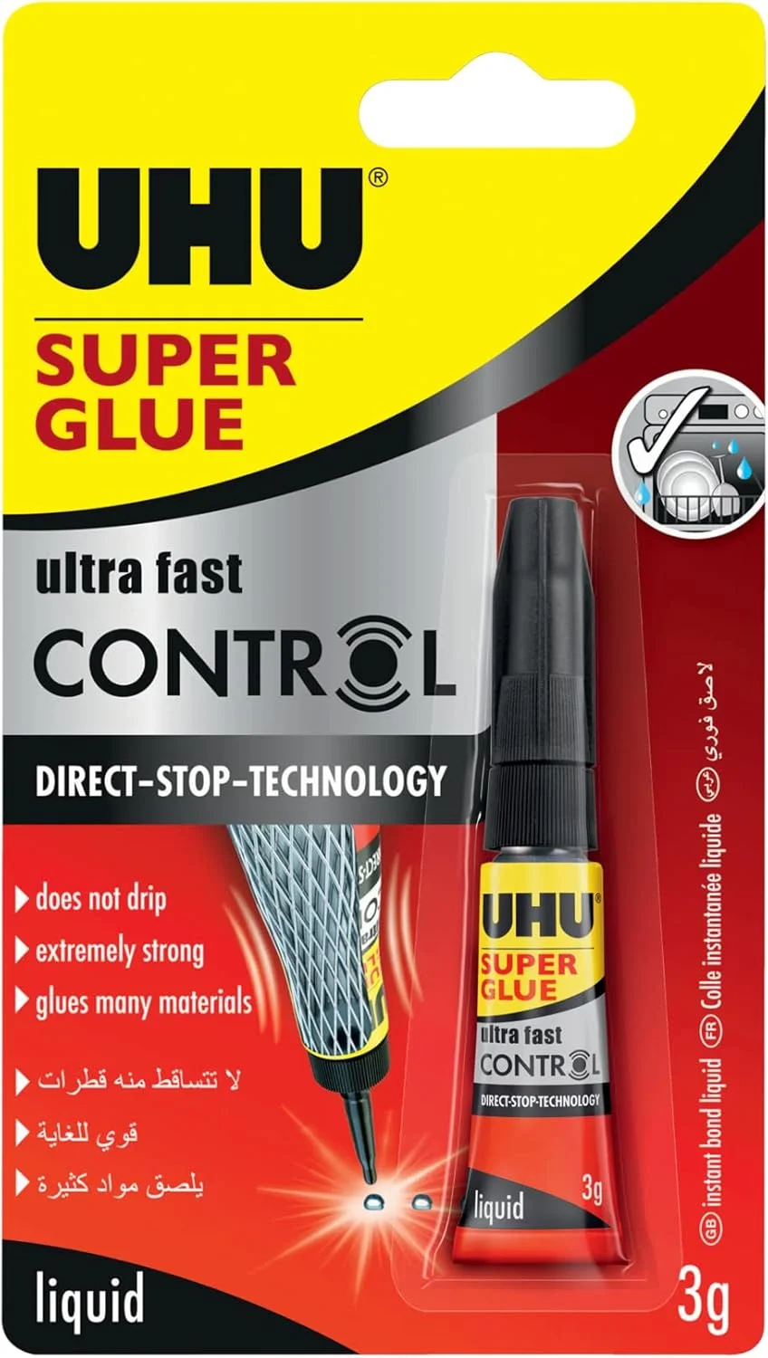 چسب ماتیکی اوهو استیک، چسب ماتیکی اثبات شده - چسبندگی قوی، بسته 3 عددی، سفید و چسب قطره ای سوپر گلو کنترل، مایع بسیار سریع و قوی، استفاده تمیز و دقیق، مکانیزم بدون ریزش، 3 گرم، شفاف