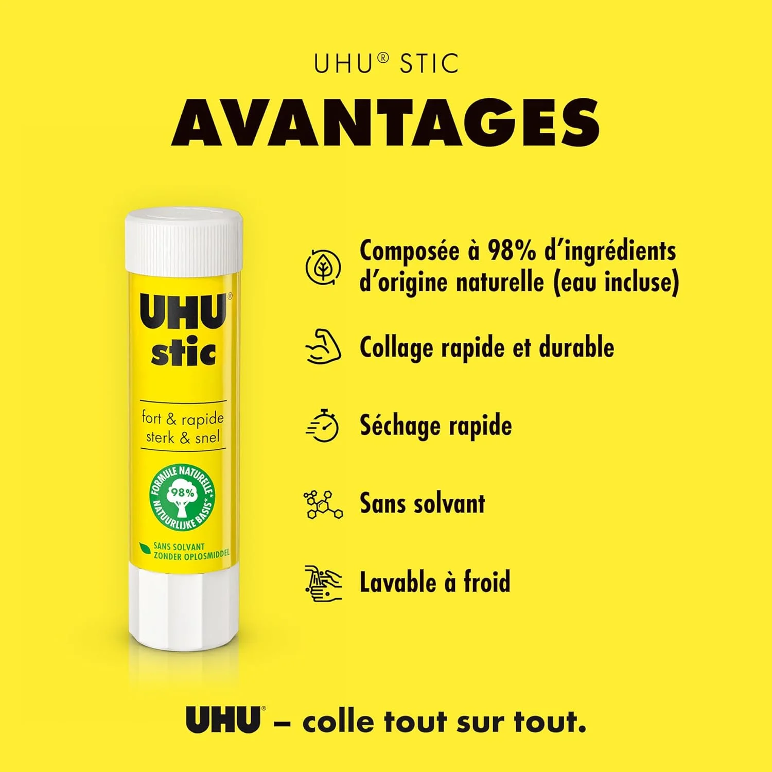 چسب ماتیکی بدون حلال UHU، سفید، مشکی، 40 گرم