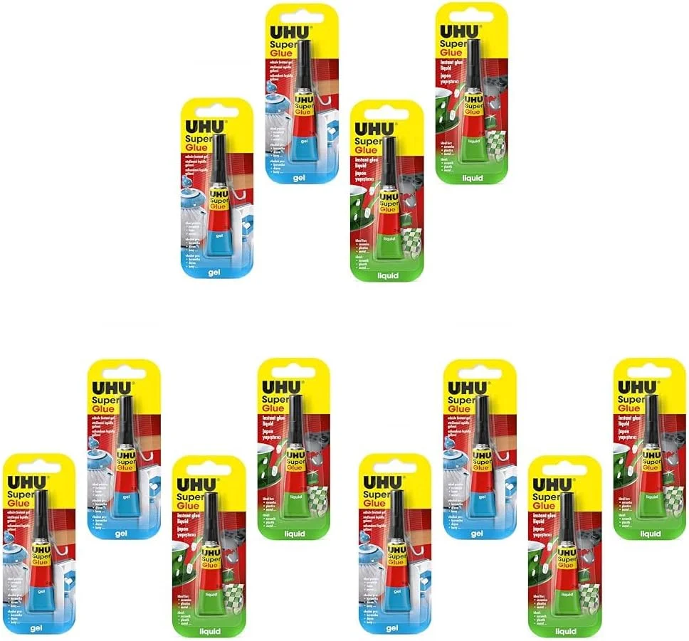 چسب قطره ای مایع اوهو 3 گرمی، 2 عدد + چسب قطره ای ژله ای اوهو 2 گرمی، 2 عدد بسته ویژه، 3 گرم X 2 + 2 گرم X 2، چسب قطره ای فوق العاده سریع و قوی، شفاف (بسته 3 عددی)