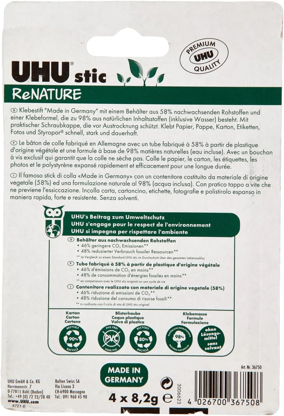 چسب ماتیکی UHU مدل ReNature