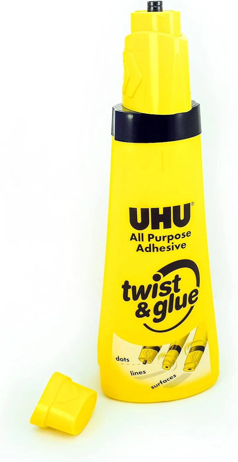 چسب همه کاره UHU TWIST&GLUE، بسته 2 عددی، اپلیکاتور چسب 3 طرفه منحصر به فرد، شفاف، زرد، 3605x2 چسب همه کاره UHU TWIST&GLUE، بسته 2 عددی، اپلیکاتور چسب 3 طرفه منحصر به فرد، شفاف، زرد، 3605x2