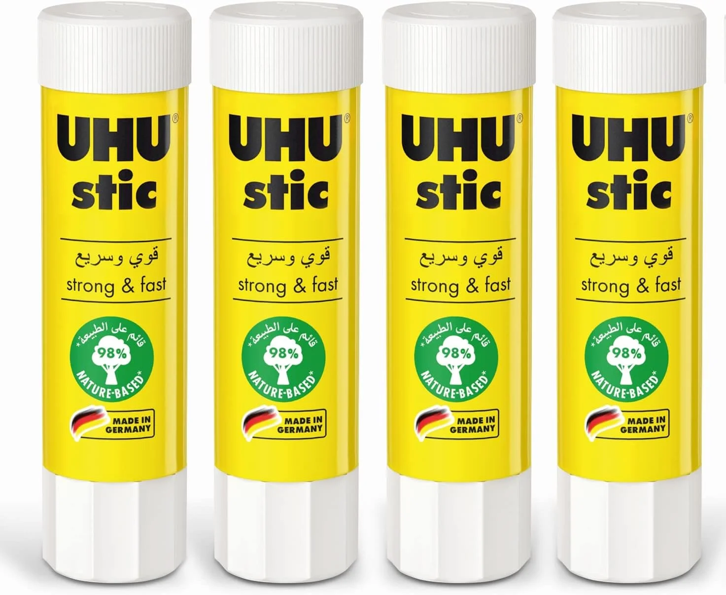 چسب ماتیکی UHU STIC، چسب ماتیکی اثبات شده - به سرعت، قوی و دائمی می چسباند، بدون حلال، 8.2 گرم، 4 عدد سفید