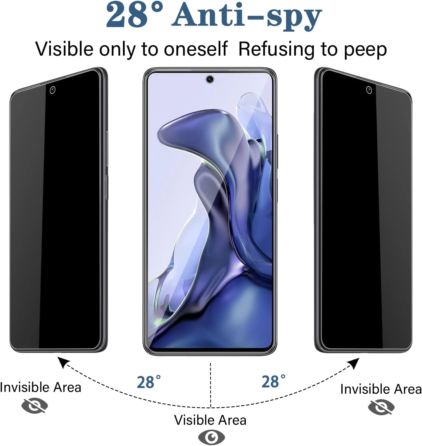 محافظ صفحه نمایش حریم خصوصی Vuciya بسته 2 عددی برای شیائومی 11T / شیائومی 11T Pro شیشه حرارت دیده، سختی 9H، بدون حباب، ضد اثر انگشت، ضد خش، HD