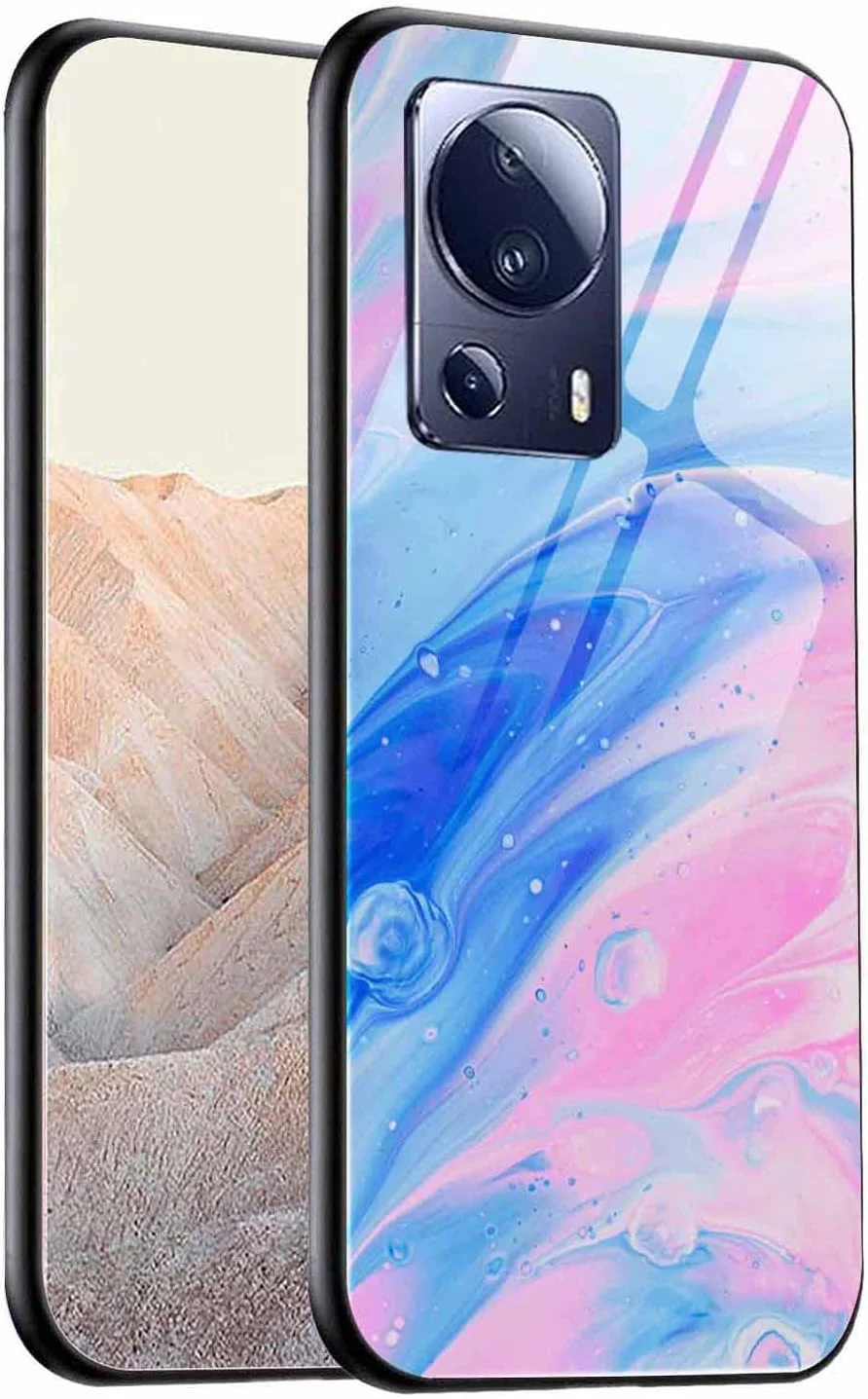 کاور WBWONE برای شیائومی 13 لایت/Mi 13 Lite 5G، قاب پشتی باریک طرح سنگ مرمر از جنس شیشه حرارت دیده 9H، کاور محافظ بامپر سیلیکونی لبه TPU - 5