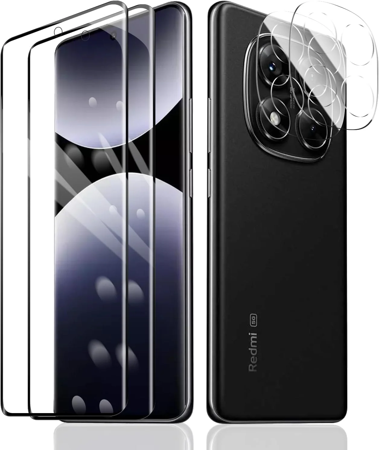 محافظ صفحه نمایش 2 عددی برای شیائومی ردمی نوت 14 پرو 3D + محافظ لنز دوربین 2 عددی، شیشه حرارت دیده با سختی 9H، مقاوم در برابر خش، نصب آسان، بدون حباب، شفاف HD