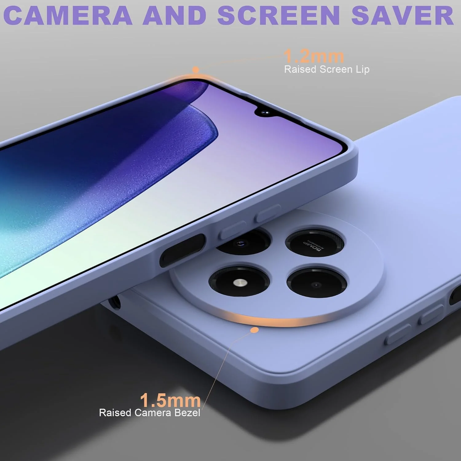 کاور موننس برای گوشی شیائومی Redmi 14C 4G (6.88 اینچ)، به همراه 2 عدد محافظ صفحه نمایش شیشه ای، کاور نرم و باریک TPU مایع - بنفش2