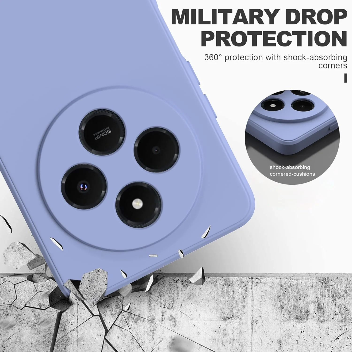 کاور موننس برای گوشی شیائومی Redmi 14C 4G (6.88 اینچ)، به همراه 2 عدد محافظ صفحه نمایش شیشه ای، کاور نرم و باریک TPU مایع - بنفش2