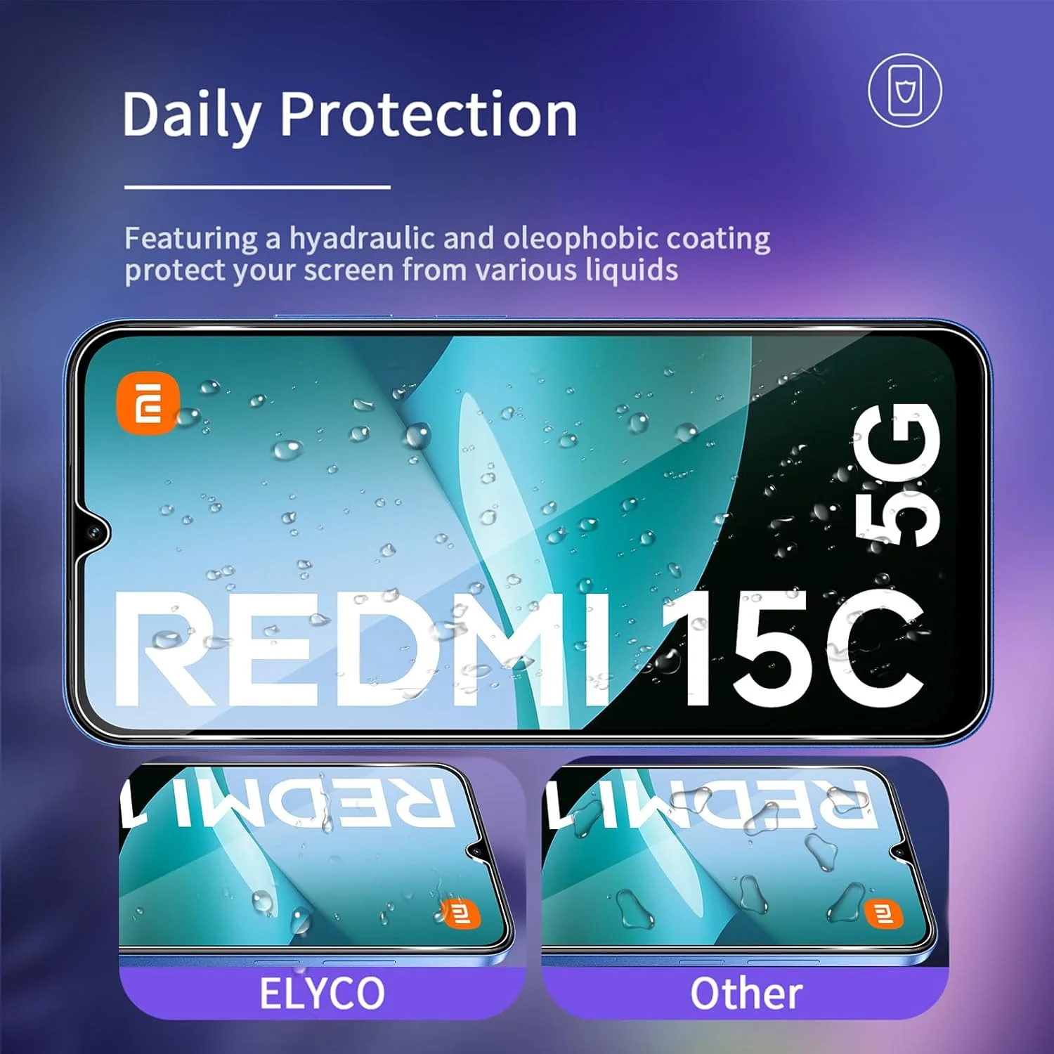 محافظ صفحه نمایش ELYCO سازگار با Xiaomi Redmi 15C 4G/5G، شیشه حرارت دیده، بسته 2 عددی، شیشه محافظ سخت با سختی 9H، شیشه محافظ HD ضد خش و بدون حباب محافظ صفحه نمایش ELYCO سازگار با Xiaomi Redmi 15C 4G/5G، شیشه حرارت دیده، بسته 2 عددی، شیشه محافظ سخت با سختی 9H، شیشه محافظ HD ضد خش و بدون حباب