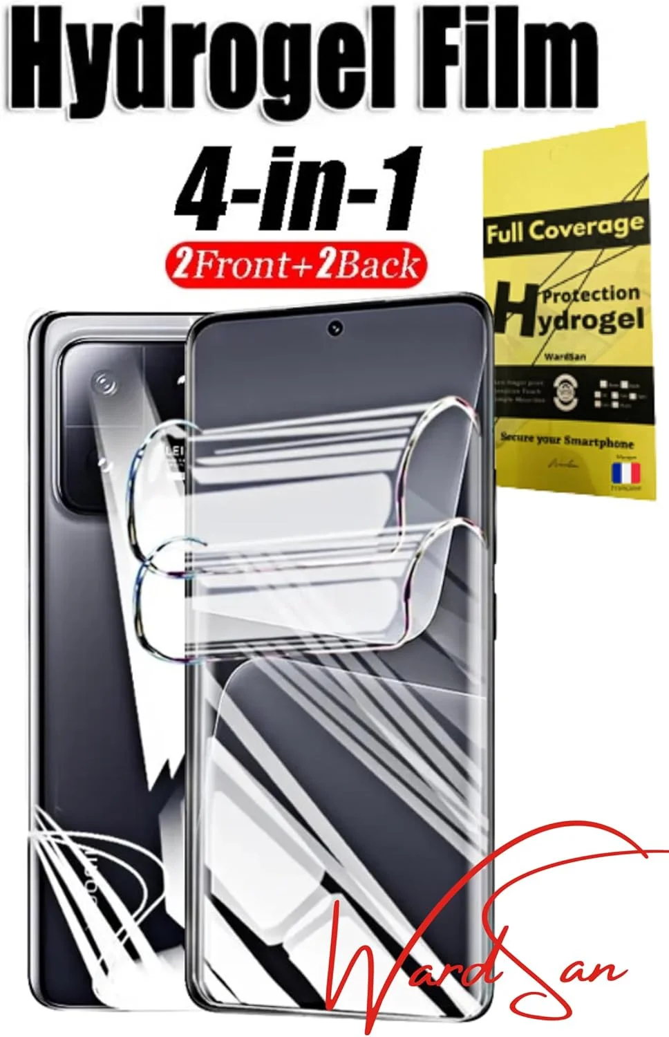 WardSan [بسته 4 عددی برای شیائومی 13 با اندازه 6.36 اینچ - 4 محافظ صفحه نمایش هیدروژل (2 عدد جلو و 2 عدد عقب) سه بعدی | ضد ضربه | سازگار با قاب | محافظ صفحه نمایش TPU نرم | بهتر از شیشه حرارت دیده]
