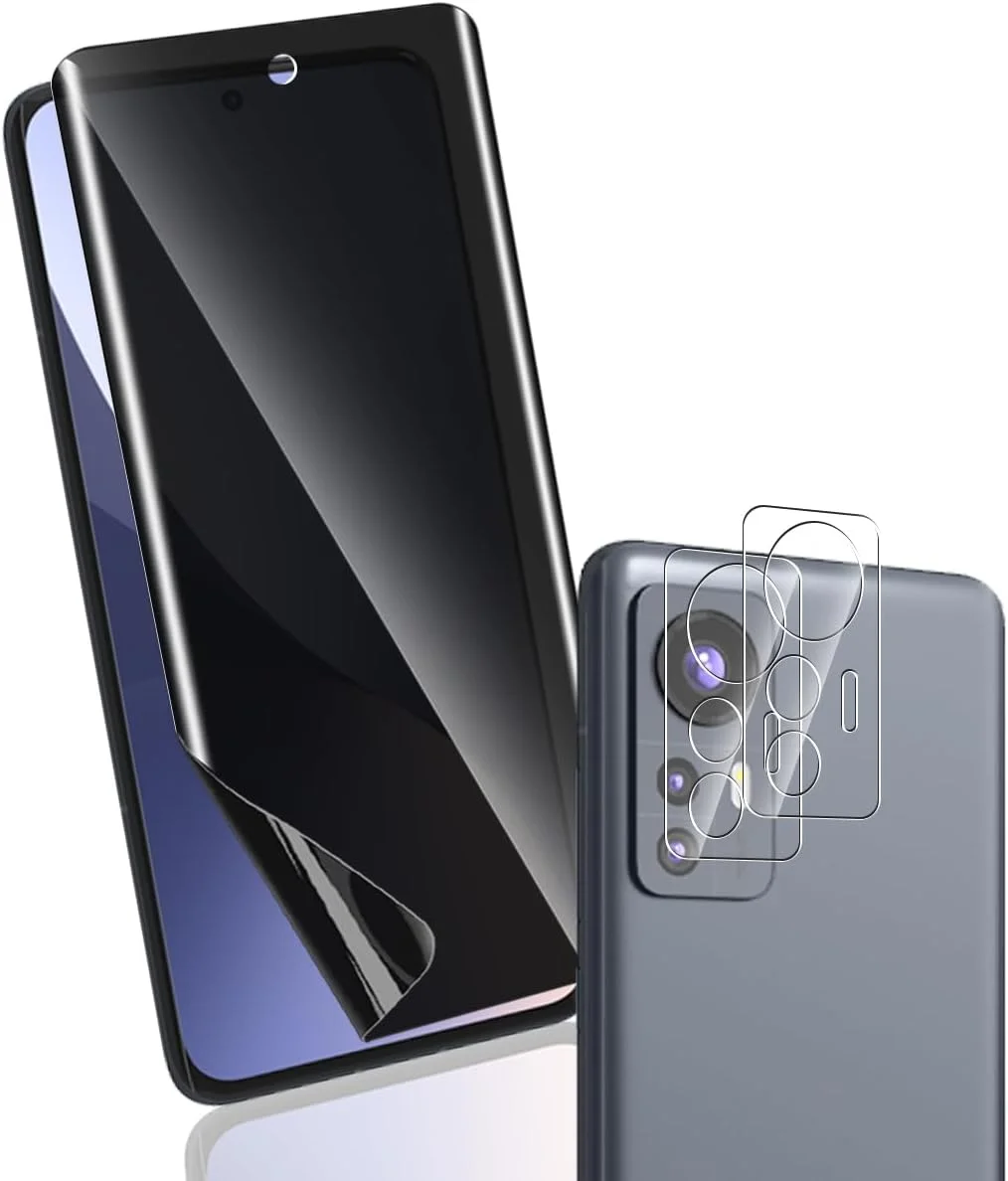 محافظ صفحه نمایش TPU یونتمی برای حریم خصوصی شیائومی 12، 1 عدد محافظ صفحه نمایش حریم خصوصی ضد جاسوسی با 2 عدد محافظ دوربین، فیلم TPU ضد جاسوسی برای شیشه حرارت دیده برای شیائومی 12