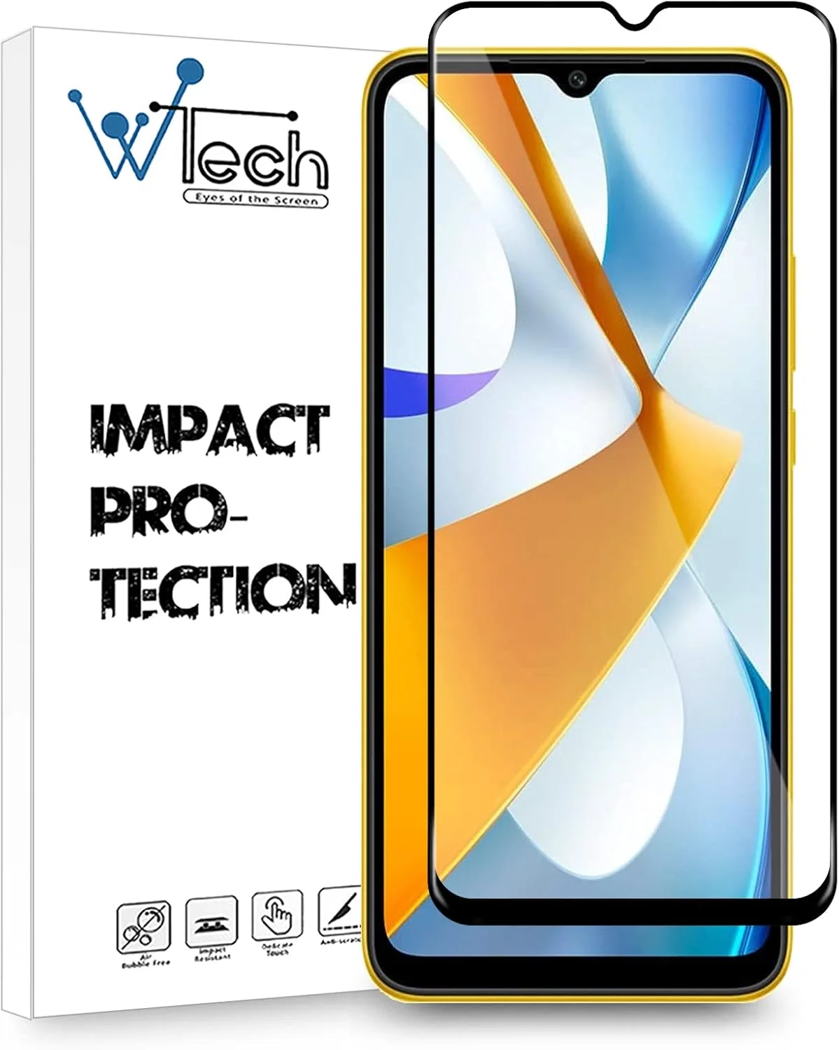 محافظ صفحه نمایش شیشه ای حرارت دیده چسب کامل 5D Wtech برای شیائومی پوکو C40، شفاف/مشکی محافظ صفحه نمایش شیشه ای حرارت دیده چسب کامل 5D Wtech برای شیائومی پوکو C40، شفاف/مشکی