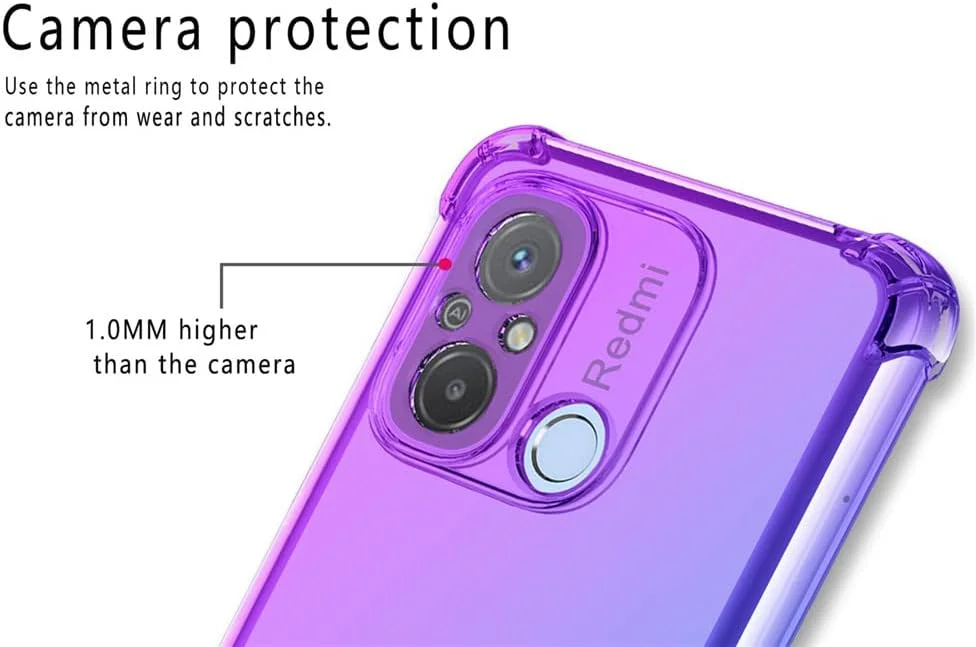 کاور ران ران برای گوشی شیائومی Redmi 12C/ Redmi 11A 4G به همراه 2 محافظ صفحه نمایش شیشه ای حرارت دیده، کاور محافظ TPU ضد خش با رنگ گرادیان شفاف - صورتی سبز