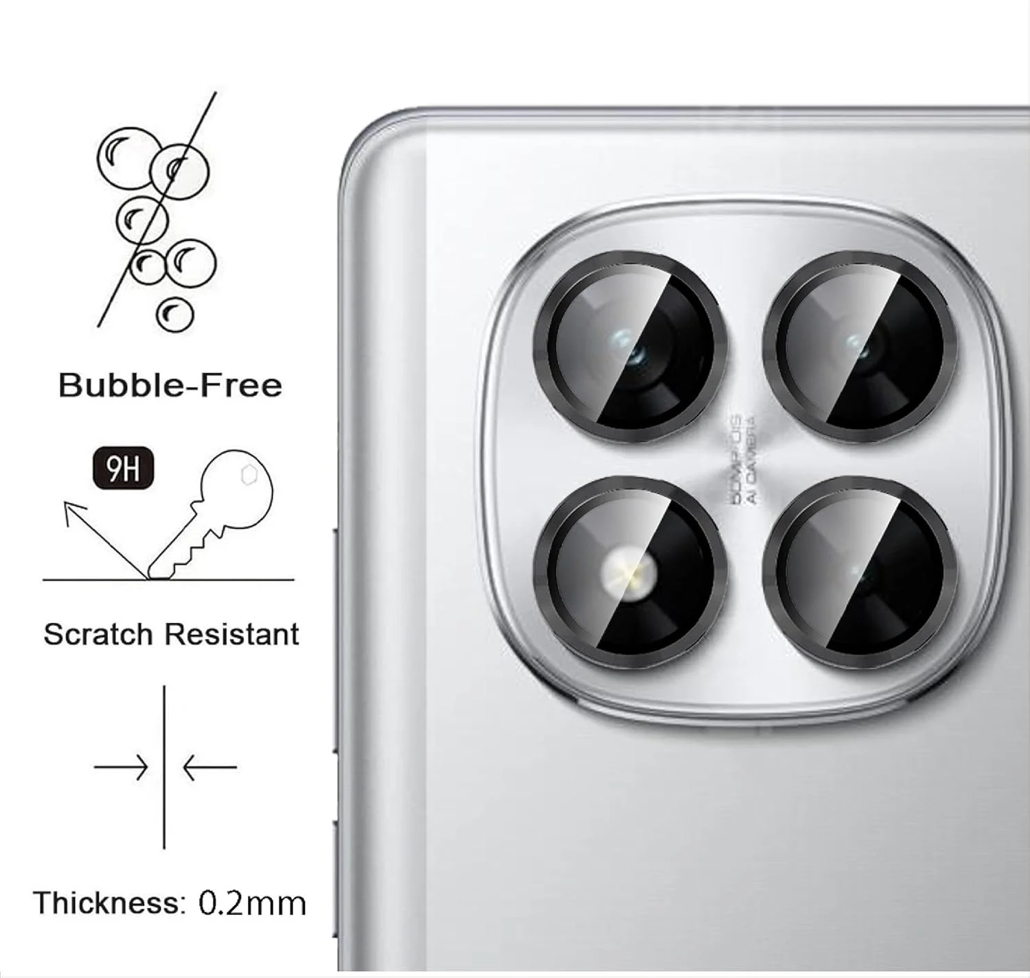 محافظ دوربین کامل ژیوپوی سازگار با شیائومی پوکو X7، [محافظت دوگانه] حلقه فلزی + شیشه محافظ، محافظت از دوربین - مشکی