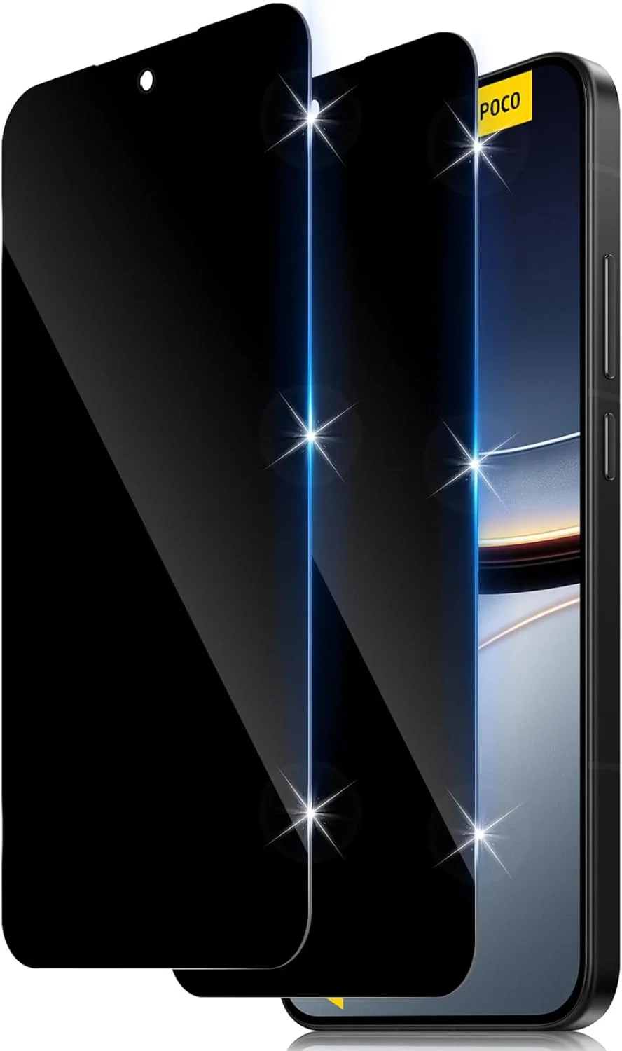 محافظ صفحه نمایش حریم خصوصی تمام صفحه Funrae برای گوشی شیائومی Mi Poco F7 5G، شیشه حرارت دیده، فیلم ضد جاسوسی با سختی 9H، شیشه محافظ حریم خصوصی، محافظ صفحه نمایش ضد جاسوسی [بسته 2 عددی]