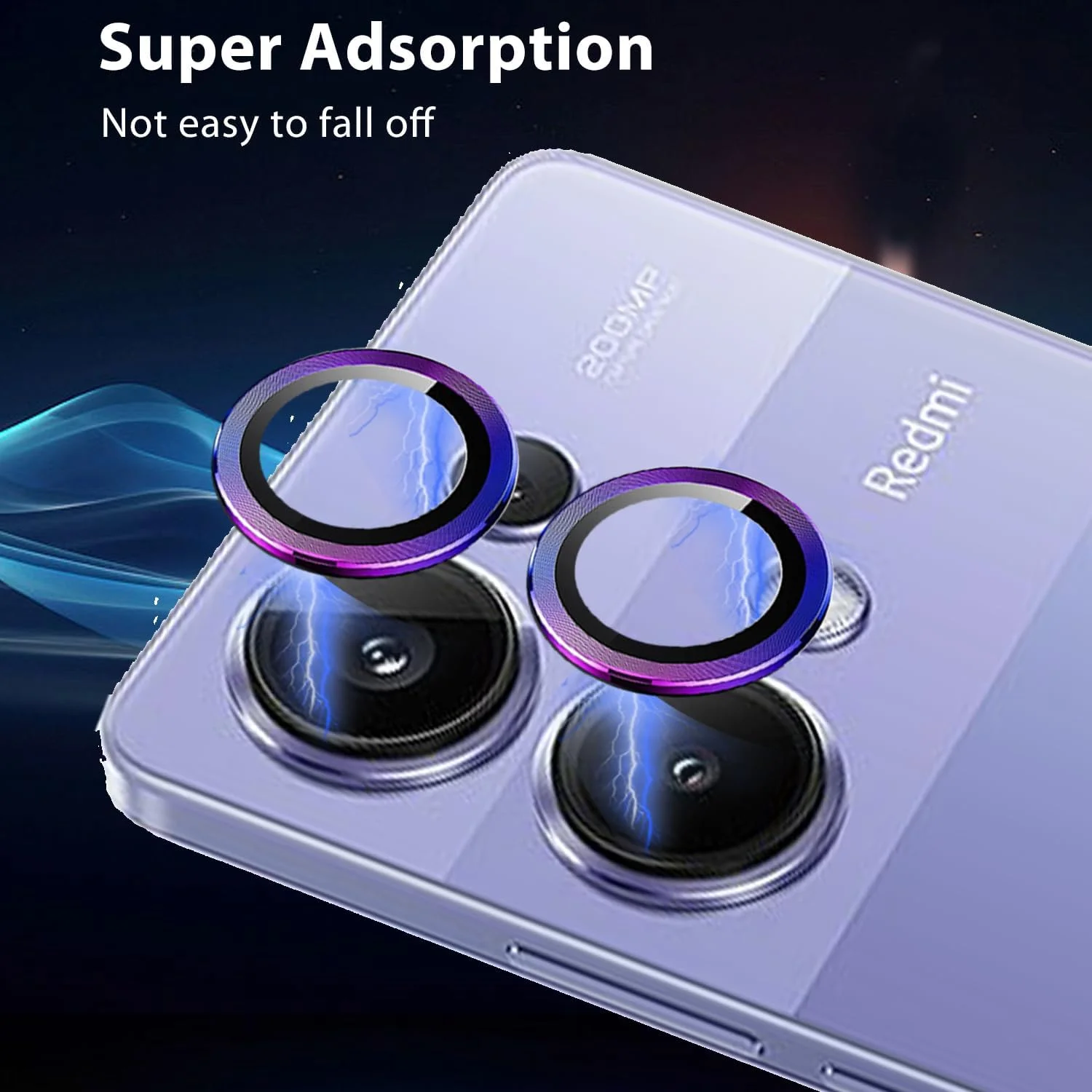 محافظ لنز دوربین گوشی شیائومی ردمی نوت 13 پرو 4G زکینگ [بسته 2 عددی]، شیشه حرارت دیده 9H، حلقه فلزی جداگانه (رنگ)