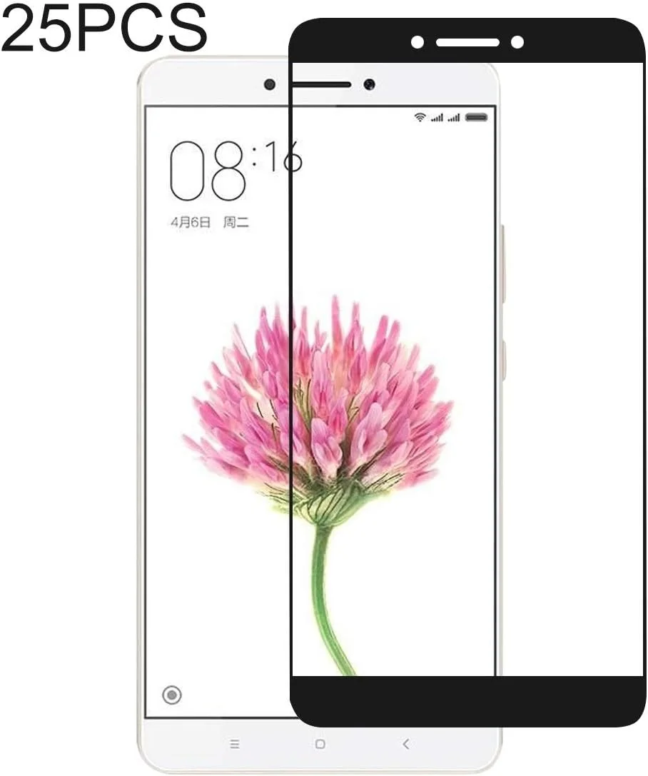محافظ صفحه نمایش 25 عددی با چسب کامل و پوشش کامل، فیلم شیشه ای تمپر شده برای لوازم جانبی تلفن های همراه شیائومی Mi Max