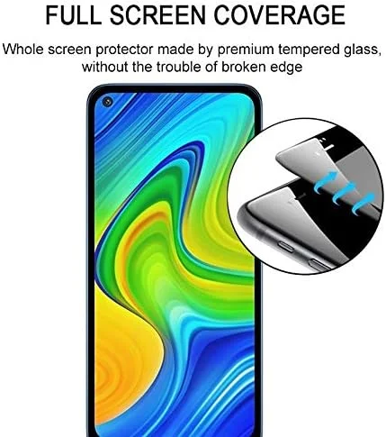 محافظ صفحه نمایش گوشی شیائومی Redmi 10X 4G، چسب کامل، شیشه حرارت دیده تمام صفحه، لوازم جانبی تلفن همراه (رنگ: مشکی)